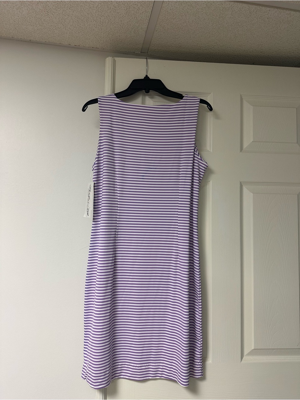 Lulu-B Lavender and White Striped Midi Shift Dress - Picture 2 of 8